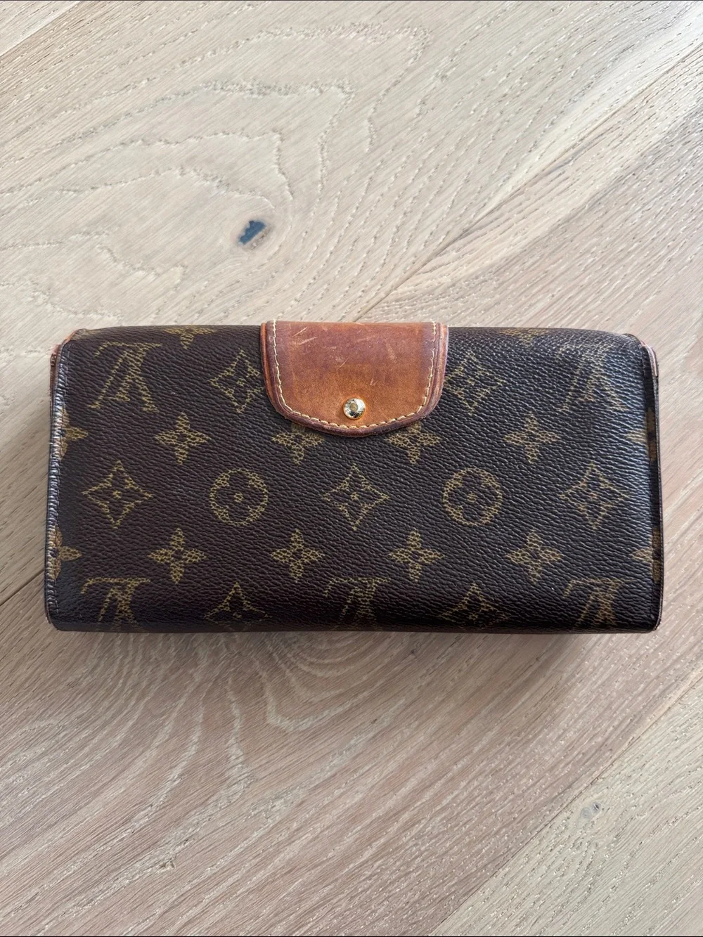 Louis Vuitton Monogram Continental Wallet with Gold-Tone Turn Lock
